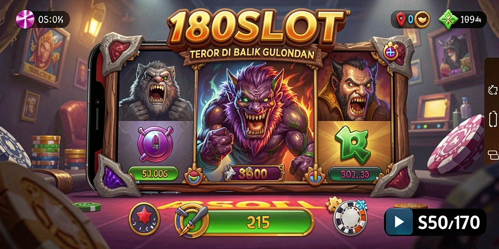 Screenshot gameplay <strong>180SLOT</strong> dengan suasana horor yang mencekam.