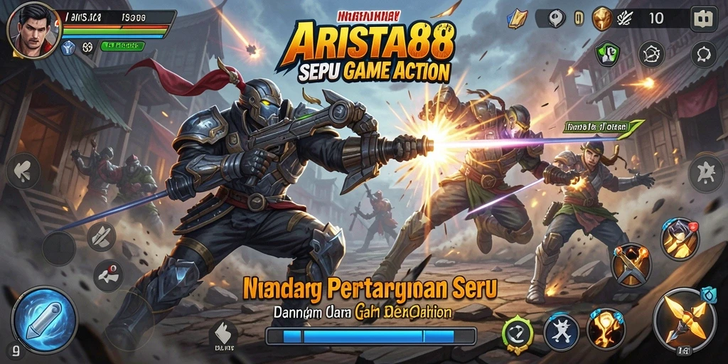 Tangkapan layar utama ARISTA88 dengan aksi pertarungan menegangkan.