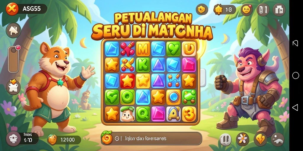 Tampilan gameplay ASG55 dengan elemen Match-3 yang menarik.