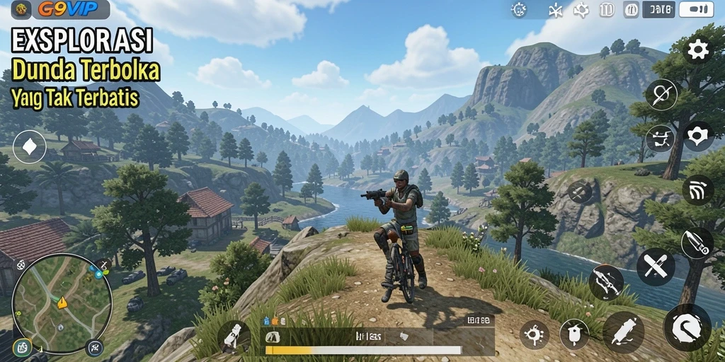 Screenshot gameplay G9VIP menggambarkan petualangan seru di dunia terbuka.