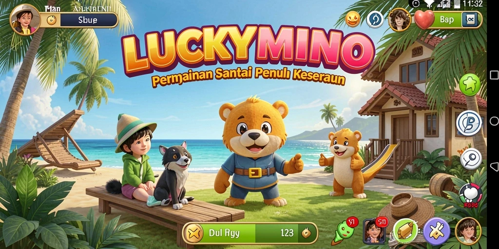 Tampilan layar utama LUCKYMINO dengan gameplay yang seru dan menantang.