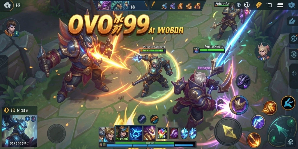 Tampilan screenshot OVO99 memperlihatkan aksi seru dalam pertarungan MOBA.