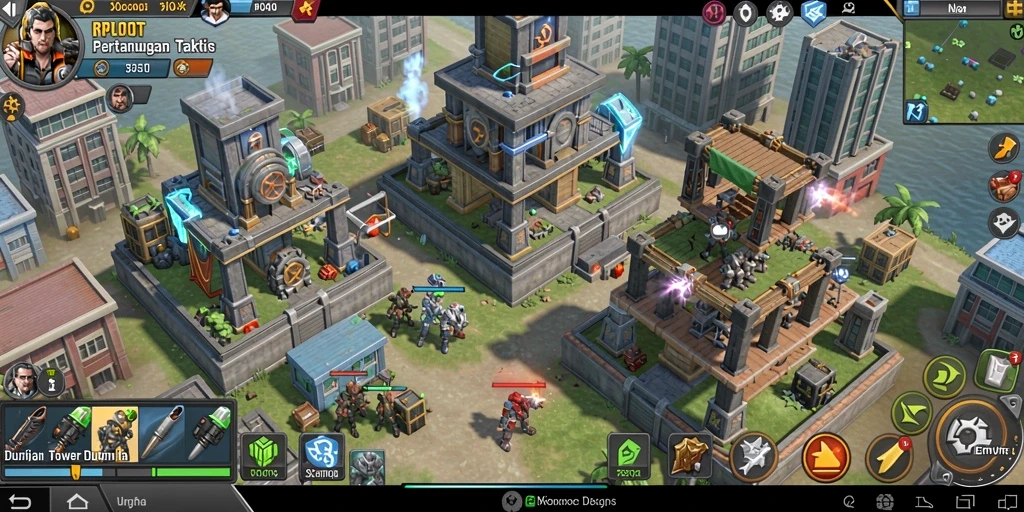 Screenshot gameplay RPLOOT menunjukkan aksi menegangkan dalam Tower Defense.