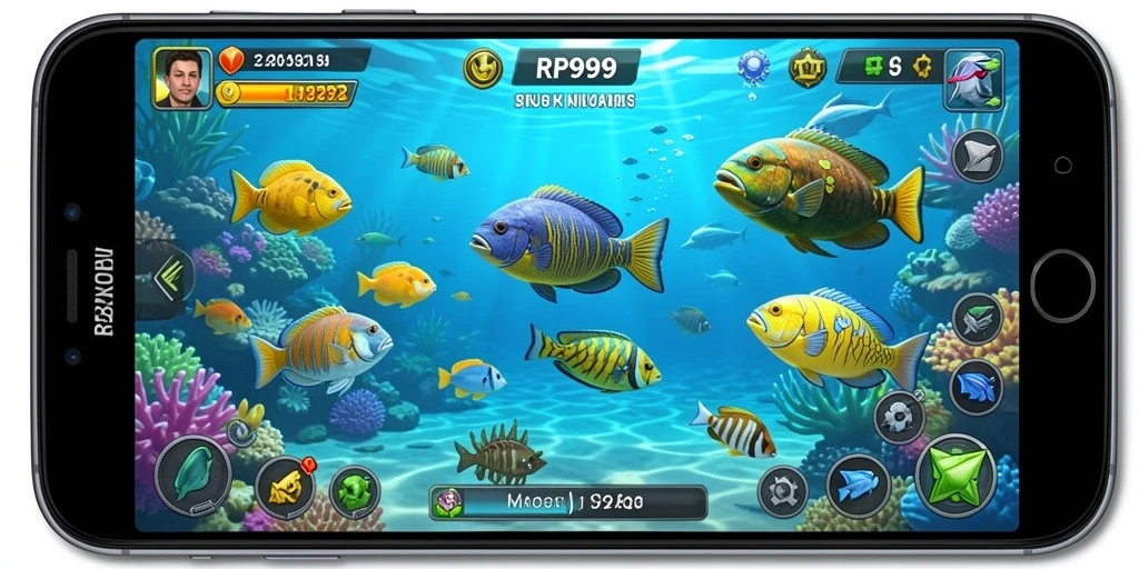 Tangkapan layar gameplay seru dari RR999 Tembak Ikan.