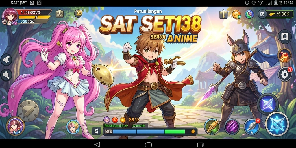 Tangkapan layar dari gameplay seru SATSET138 dengan karakter anime.