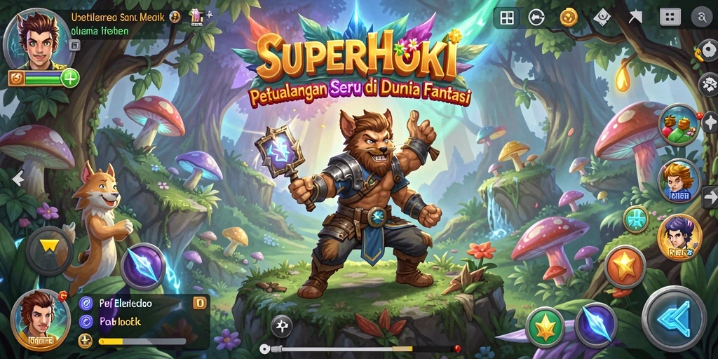 Tampilan gameplay SUPERHOKI yang penuh aksi dan petualangan.