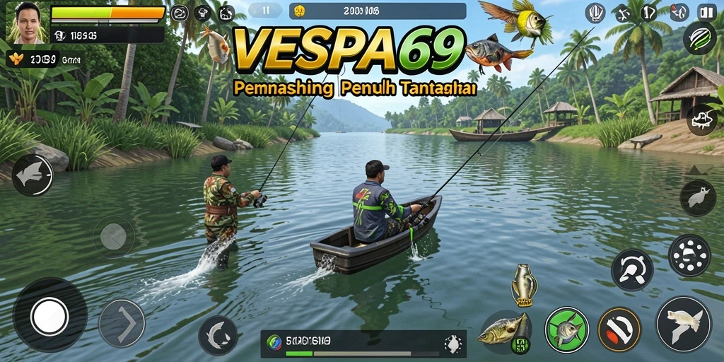 Tampilan gameplay <strong>VESPA69</strong> yang seru dengan pengalaman memancing yang nyata.