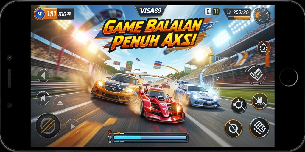 Screenshot gameplay balapan yang mendebarkan di VISA89.